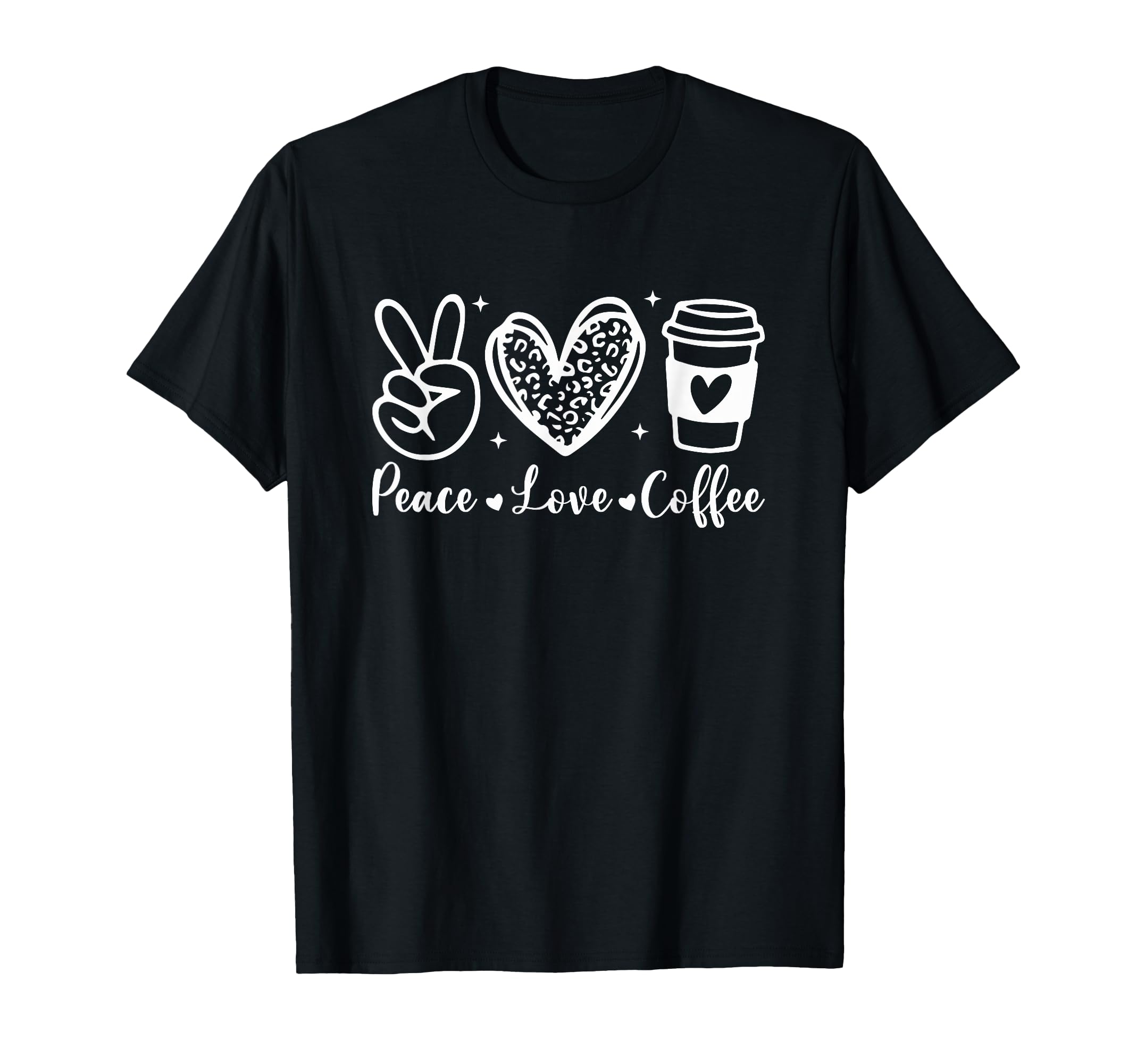 Leopard Peace Love Coffee Lovers T-Shirt - Aesthetic Graphic for Adults - T-Shirt, Sweatshirt, Hoodie