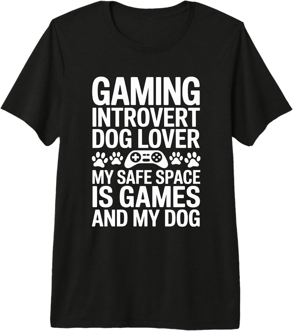 Introvert Gamer Dog Lover Retro Sunset - Adult & Kids T-Shirts, Sweatshirts & Hoodies apparel design preview 1