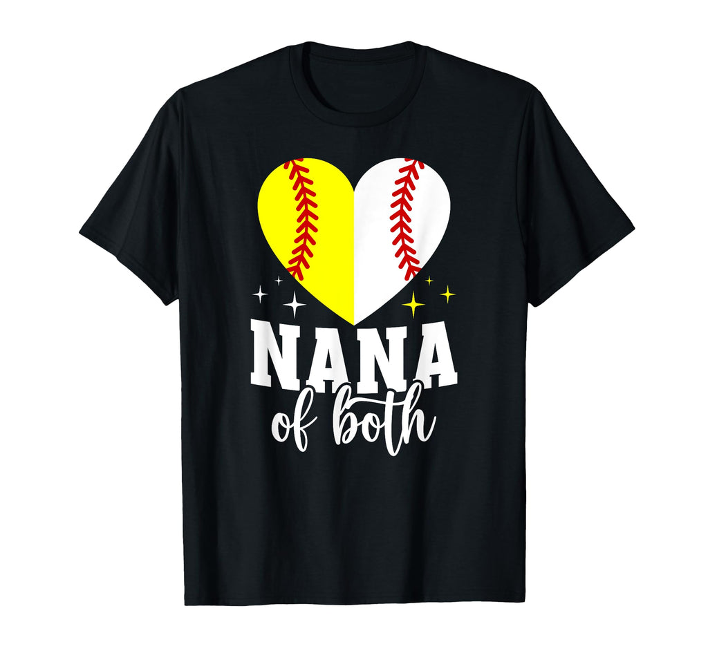 Nana Both Heart Softball Baseball T-Shirt - Custom Art Print Men Women - T-Shirt, Sweatshirt, Hoodie