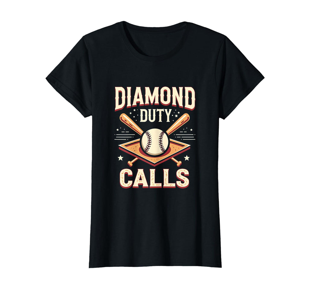 Diamond Duty Calls Baseball Mom T-Shirt - Fun Novelty Design for Adults - T-Shirt, Sweatshirt, Hoodie