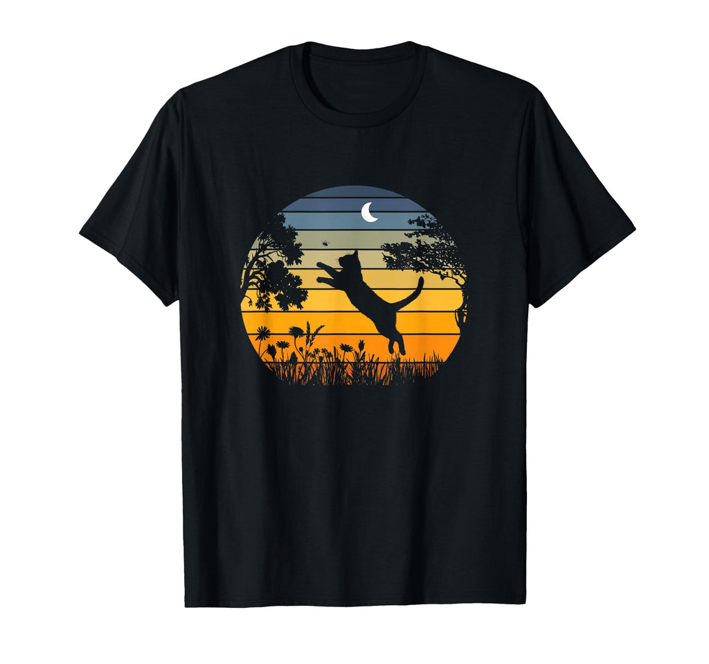 Funny Sunset Garden Nature Tabby Cat T-Shirt - Unique Graphic for Adults - T-Shirt, Sweatshirt, Hoodie