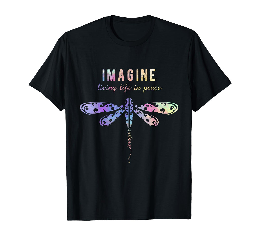 Imagine Boho Dragonfly 60S 70S Groovy Hippy T-Shirt - Graphic Print Unisex - T-Shirt, Sweatshirt, Hoodie