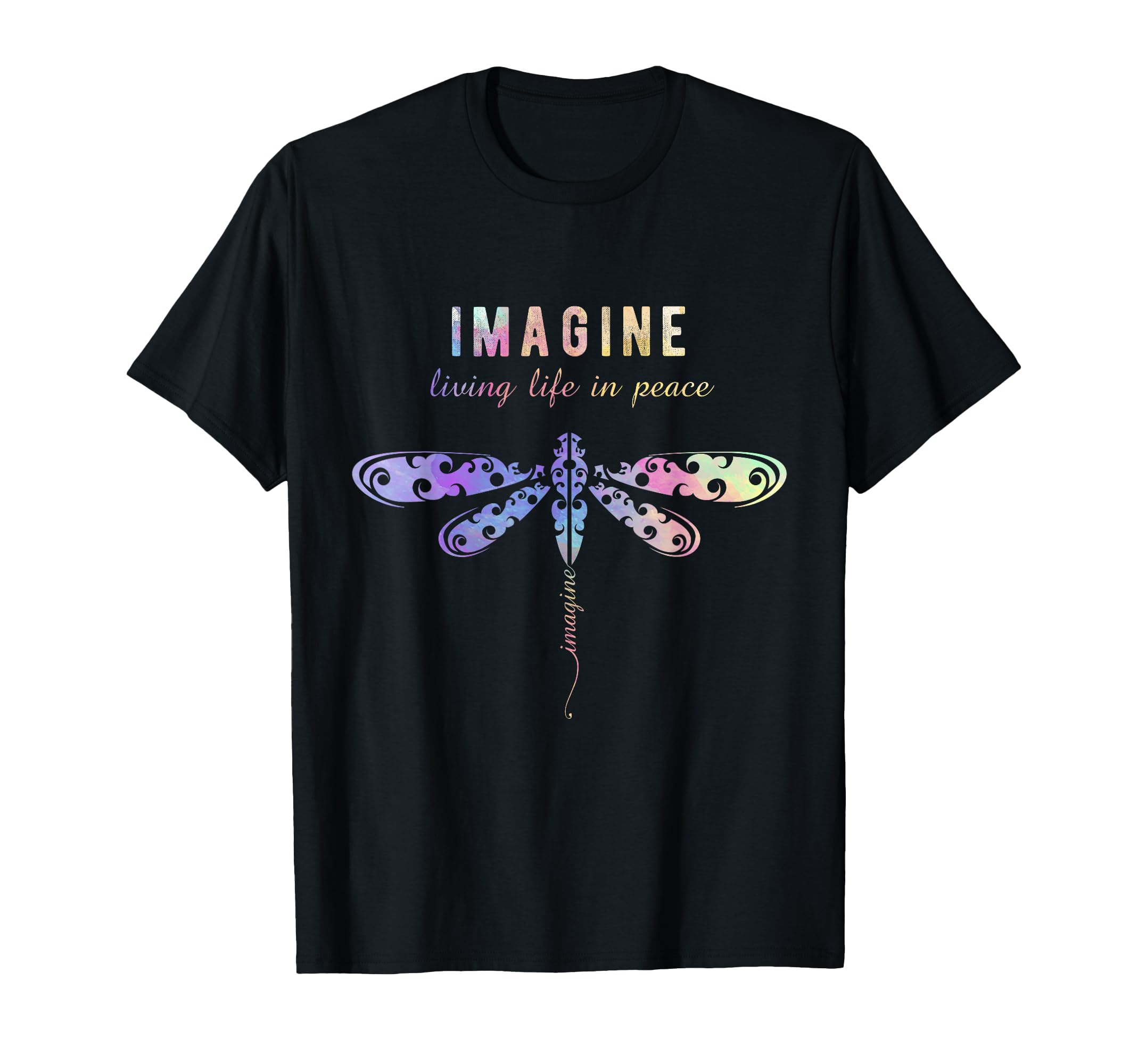 Imagine Boho Dragonfly 60S 70S Groovy Hippy T-Shirt - Graphic Print Unisex - T-Shirt, Sweatshirt, Hoodie