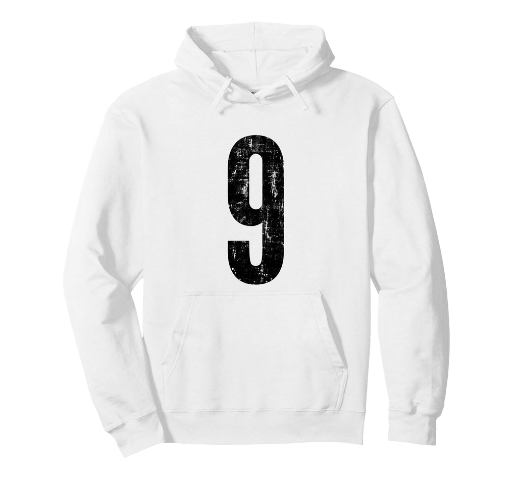 Number 9 Nine Distressed Sports Hoodie - Minimalist Print Men Women - T-Shirt, Sweatshirt, Hoodie