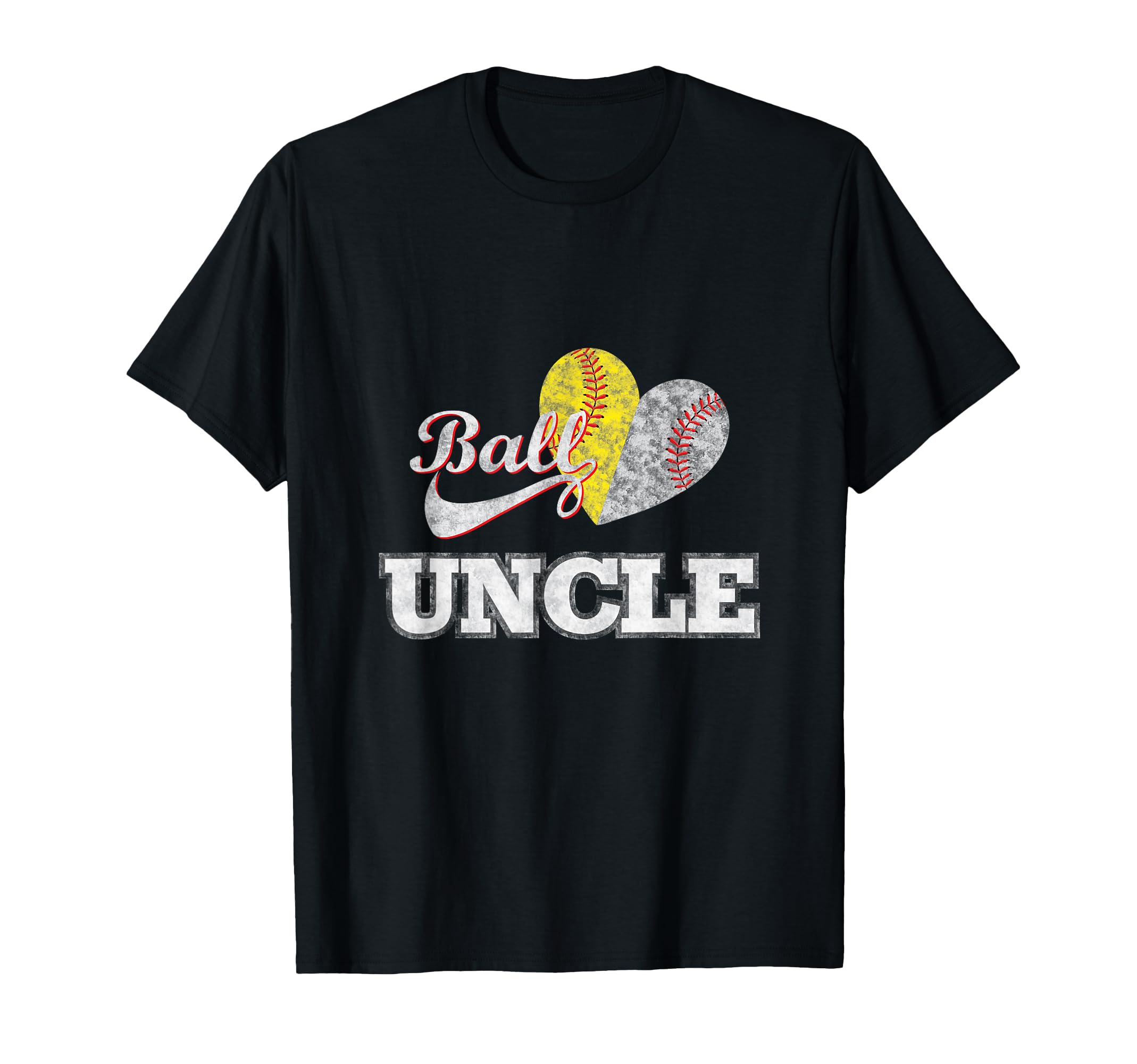 Baseball Softball Heart Ball Uncle Happy T-Shirt - Minimalist Print Unisex - T-Shirt, Sweatshirt, Hoodie