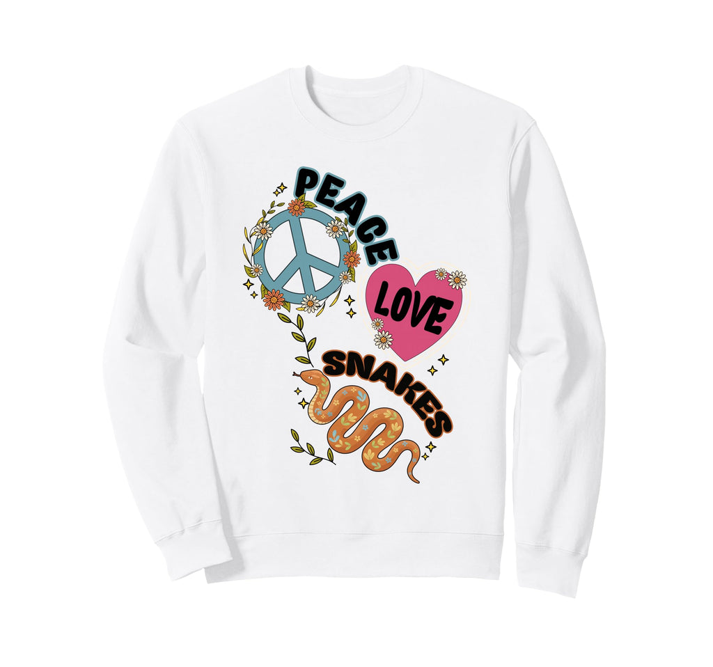 Peace Love Snakes 70S Boho Serpent Sweatshirt - Custom Art Print Unisex - T-Shirt, Sweatshirt, Hoodie