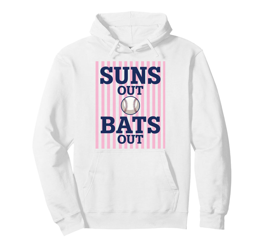 Suns Out Bats Out Baseball Fan Game Day Hoodie - Trendy Graphic for Adults - T-Shirt, Sweatshirt, Hoodie