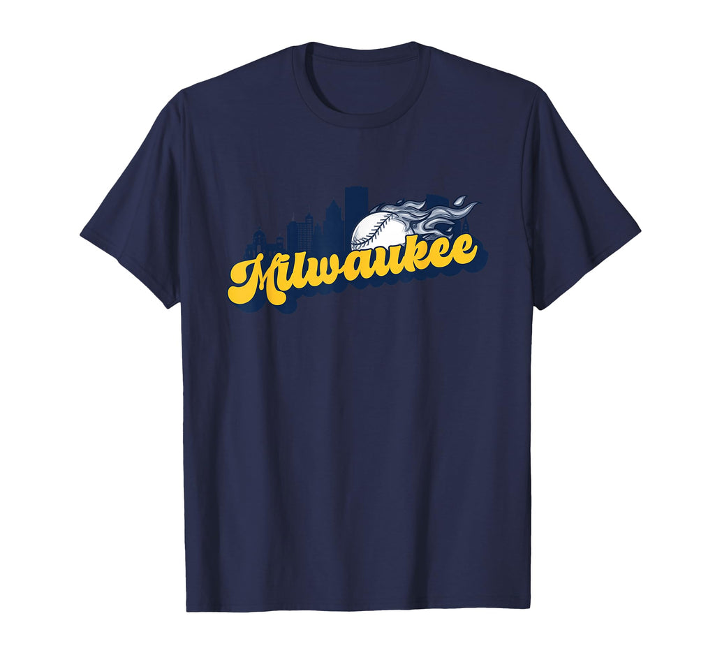 Milwaukee Baseball City Skyline T-Shirt - Casual Everyday Wear Men Women - T-Shirt, Sweatshirt, Hoodie