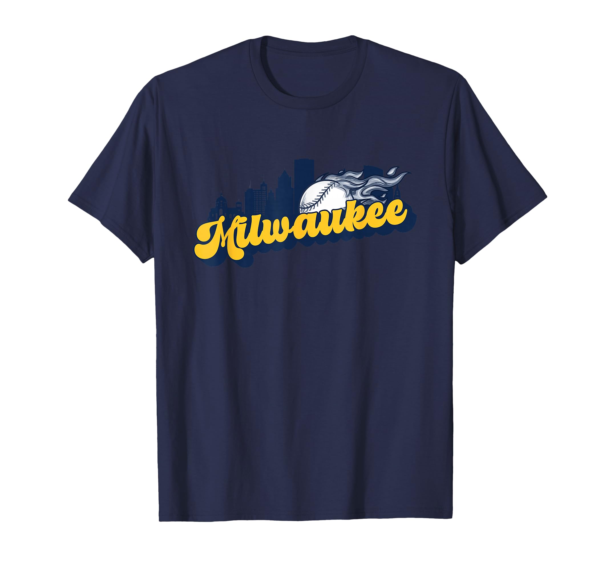 Milwaukee Baseball City Skyline T-Shirt - Casual Everyday Wear Men Women - T-Shirt, Sweatshirt, Hoodie