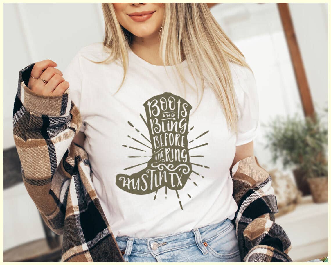 Boots Any Bling Before the Ring Austin Bachelorette - Adult & Kids T-Shirts, Sweatshirts & Hoodies apparel design preview 1