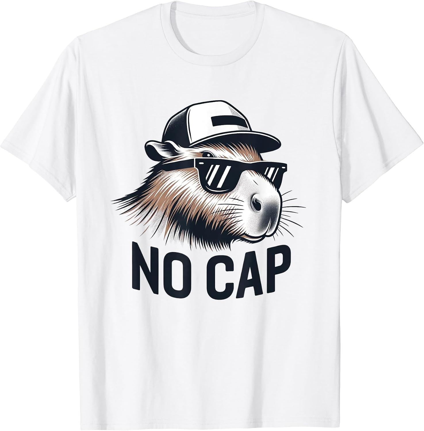 Capybara No Cap, Meme Cute Funny Capy Animal - Adult & Kids T-Shirts, Sweatshirts & Hoodies apparel design preview 1