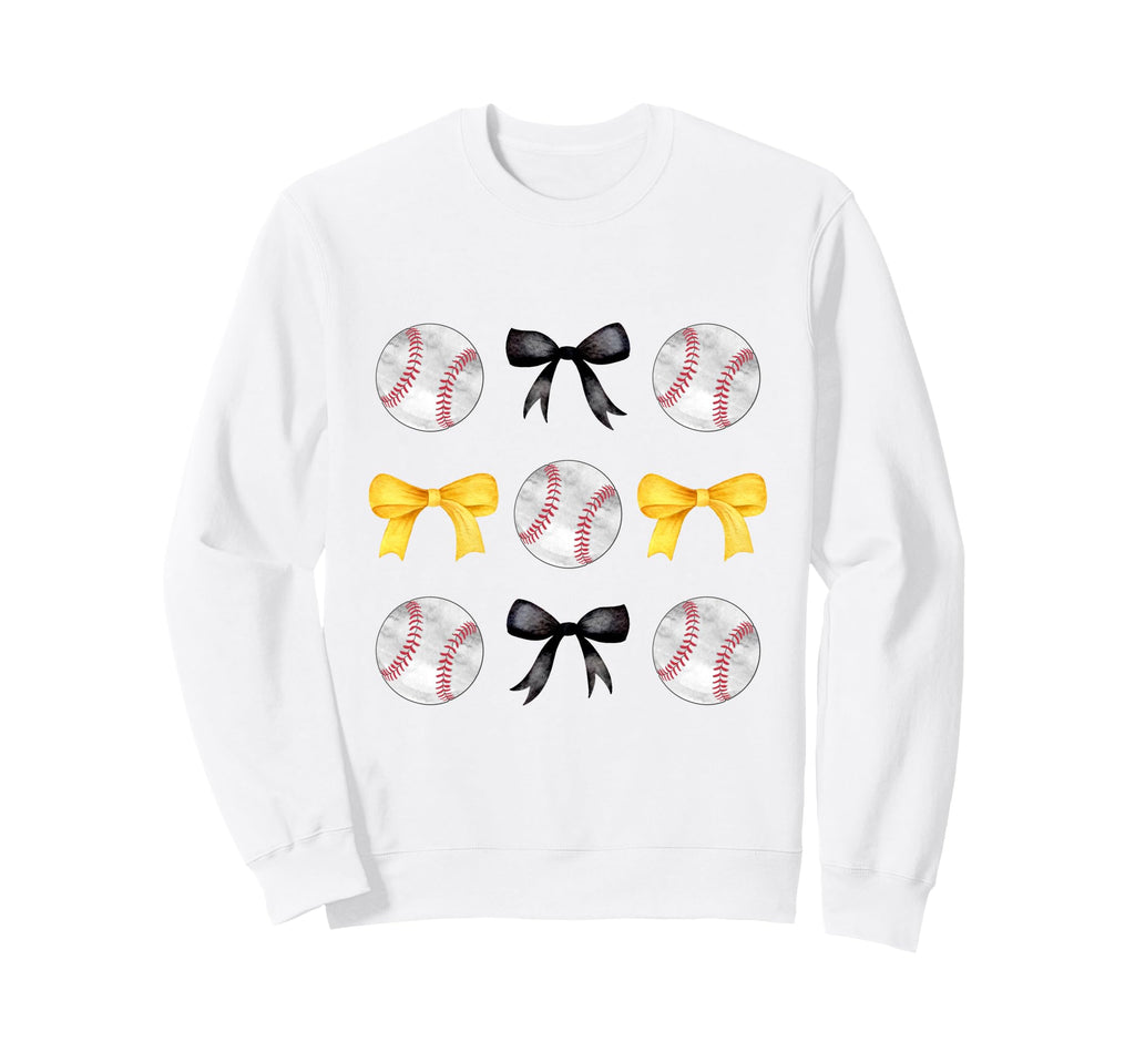 Baseballs Black Yellow Bows Sweatshirt - Fun Novelty Design for Adults - T-Shirt, Sweatshirt, Hoodie