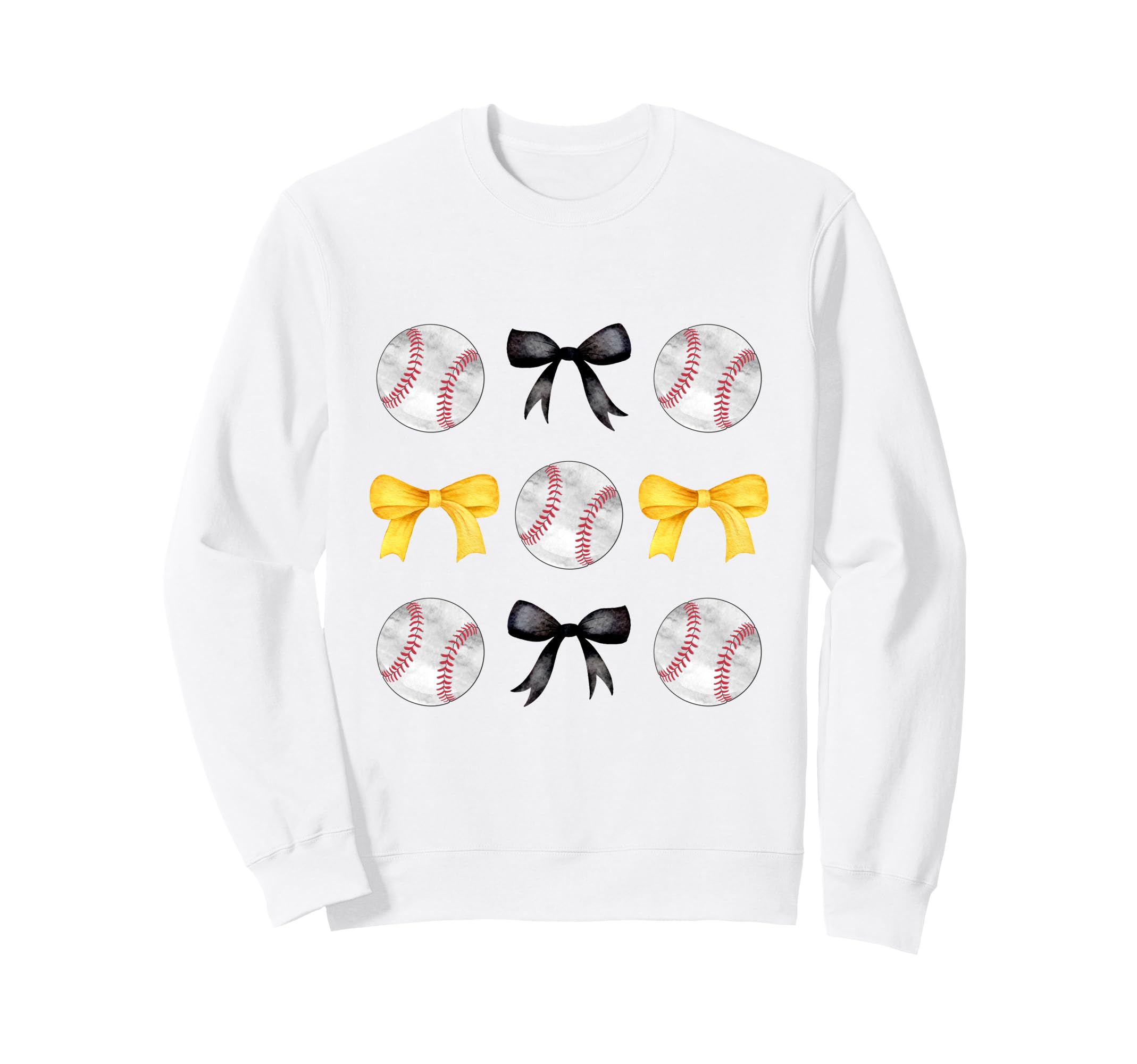 Baseballs Black Yellow Bows Sweatshirt - Fun Novelty Design for Adults - T-Shirt, Sweatshirt, Hoodie