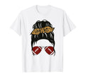 Messy Bun Football Mom Leopard Game T-Shirt - Fun Novelty Design Unisex - T-Shirt, Sweatshirt, Hoodie