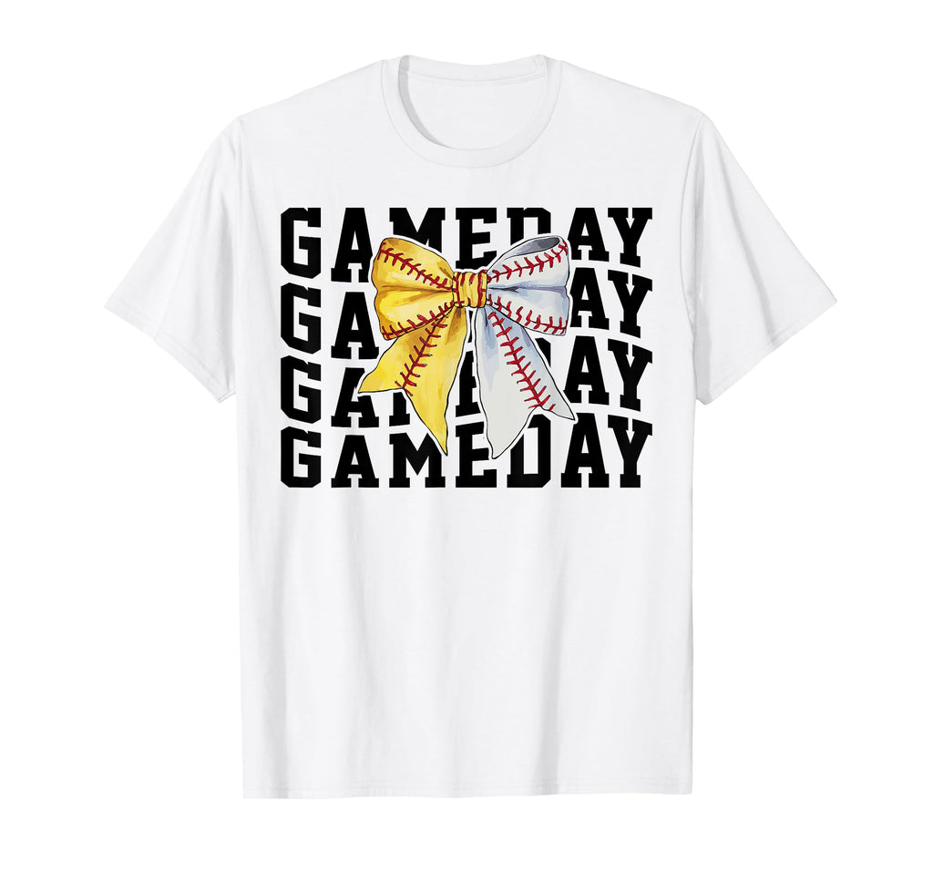 Game Day Coquette Bow Softball Baseball T-Shirt - Aesthetic Graphic Unisex - T-Shirt, Sweatshirt, Hoodie