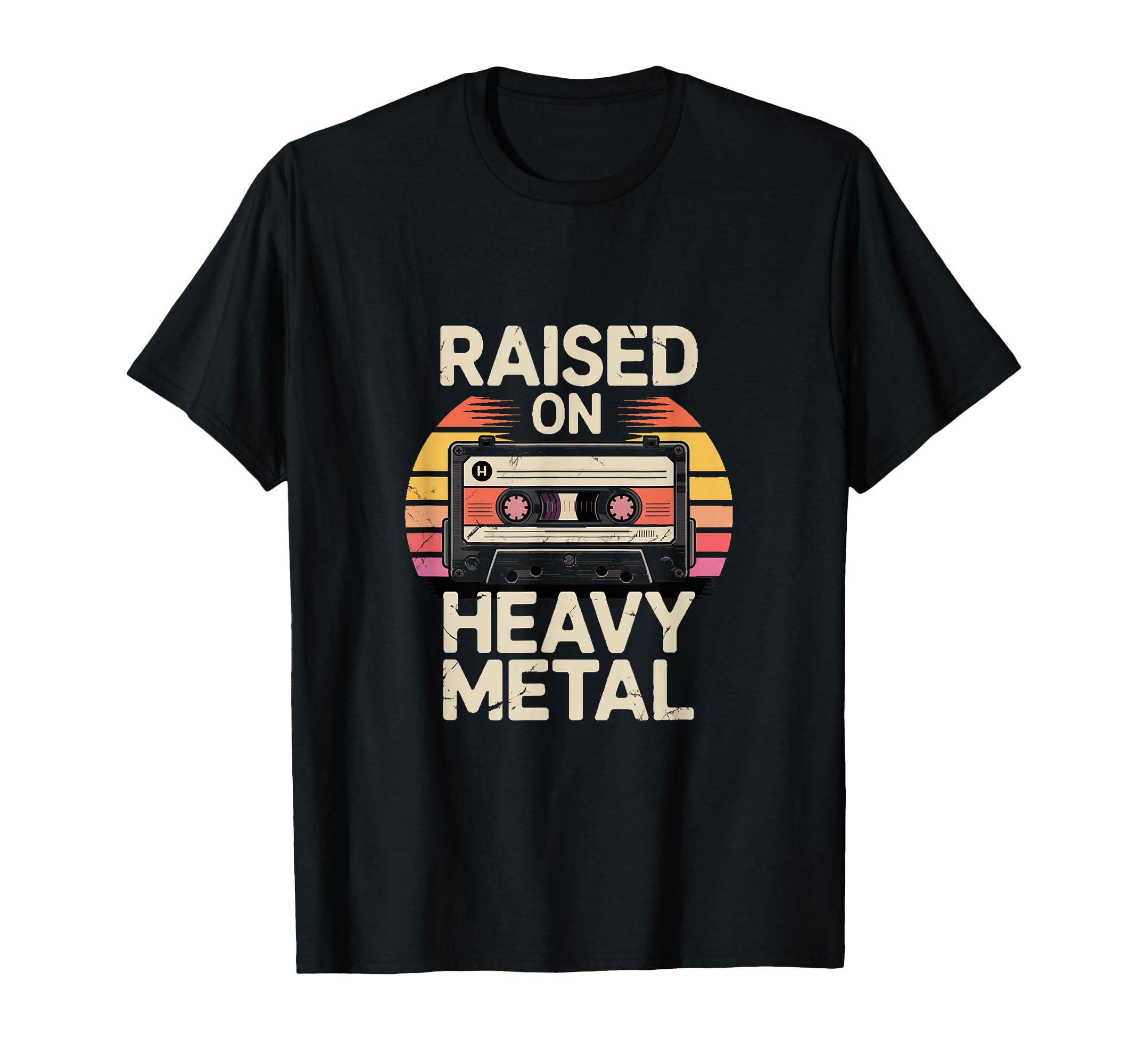 Raised Heavy Metal Cassette Sunset T-Shirt - Novelty Apparel Unisex - T-Shirt, Sweatshirt, Hoodie