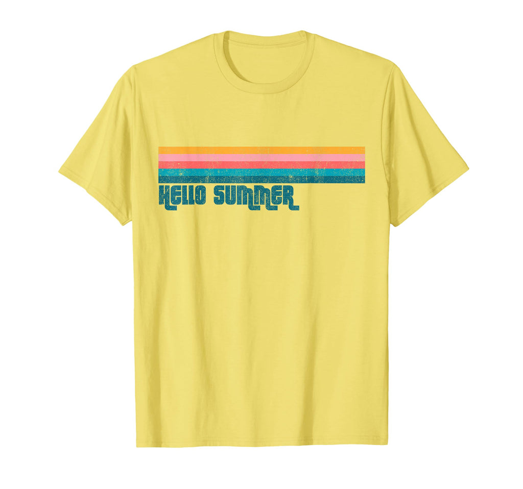 Hello Summer Stripe Beach Womens Gift T-Shirt - Custom Art Print Unisex - T-Shirt, Sweatshirt, Hoodie