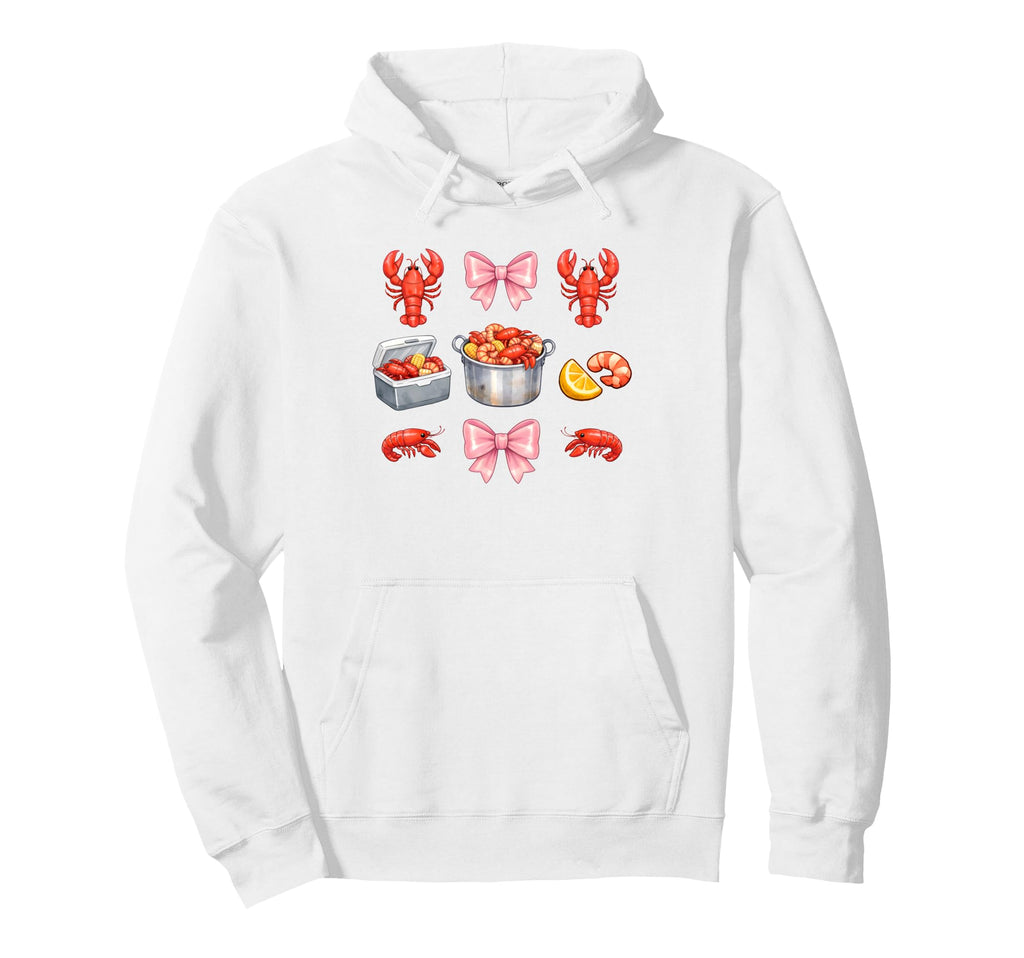 Crawfish Boil Coquette Bow Y2K Aesthetic Hoodie - Graphic Print for Adults - T-Shirt, Sweatshirt, Hoodie