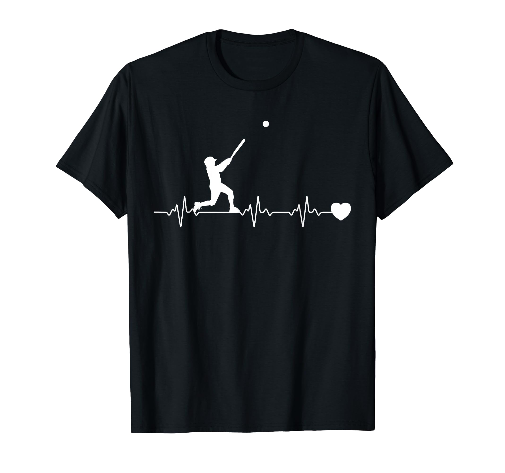 Baseball Player Heartbeat Pulse Game T-Shirt - Minimalist Print Men Women - T-Shirt, Sweatshirt, Hoodie