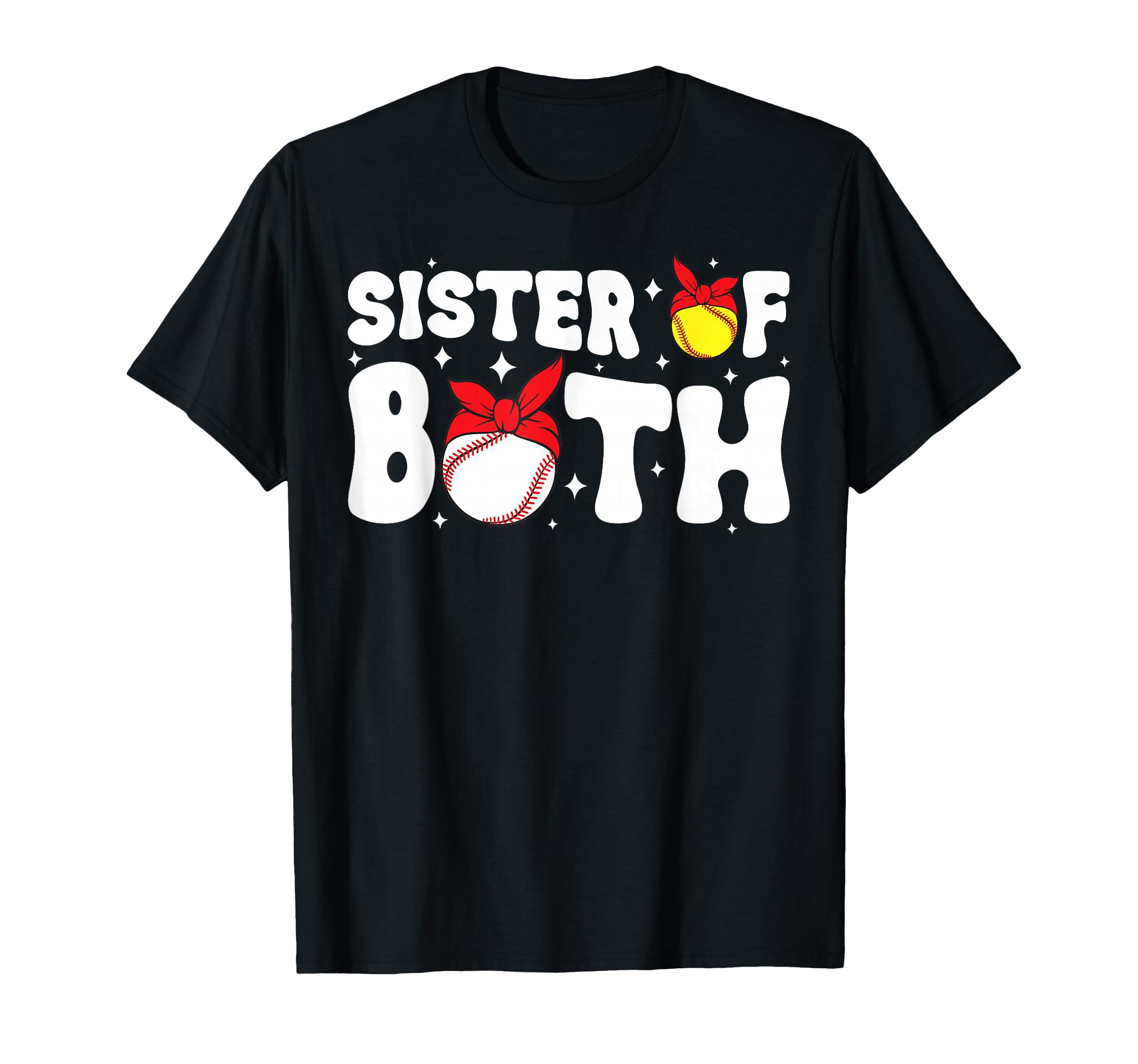 Sister Both Groovy Softball Baseball T-Shirt - Unique Graphic Men Women - T-Shirt, Sweatshirt, Hoodie