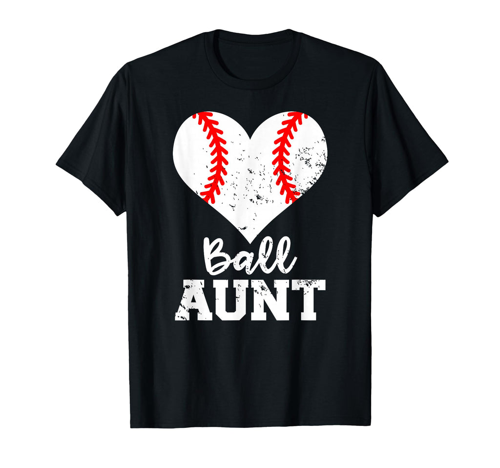 Ball Aunt Heart Funny Baseball Aunt T-Shirt - Aesthetic Graphic Men Women - T-Shirt, Sweatshirt, Hoodie