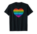 Rainbow Love Heart Stripes T-Shirt - Fun Novelty Design for Adults - T-Shirt, Sweatshirt, Hoodie