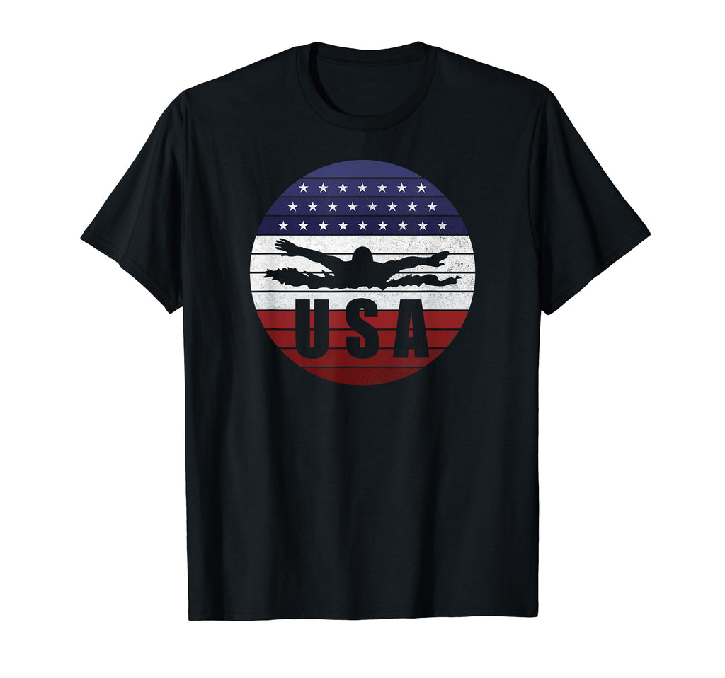 Swimming Usa Us Flag Us Swim Support T-Shirt - Minimalist Print Unisex - T-Shirt, Sweatshirt, Hoodie