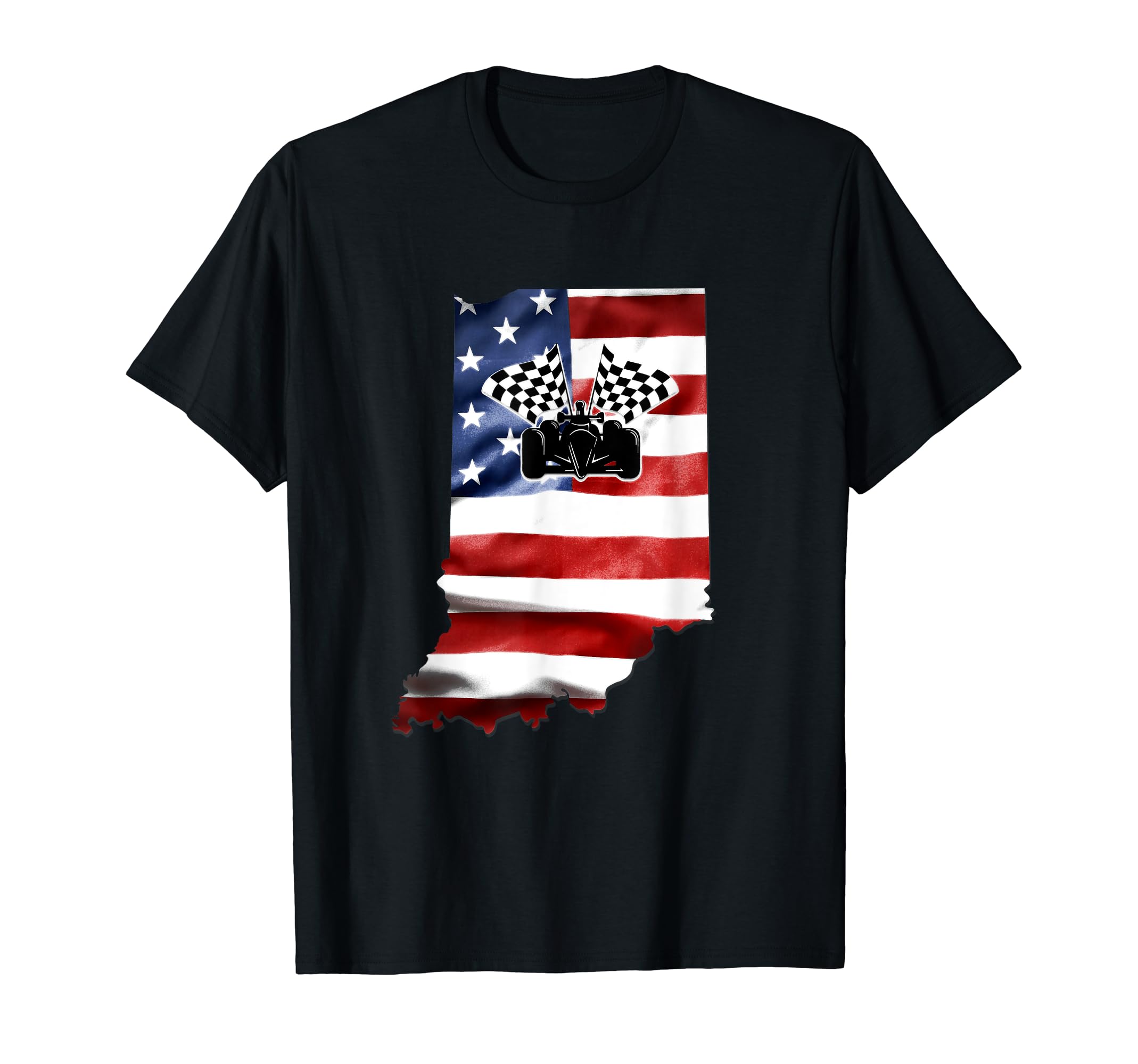 State Indiana Racecar Distressed T-Shirt - Custom Art Print for Adults - T-Shirt, Sweatshirt, Hoodie