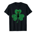 Black Cat Shamrock Distressed St T-Shirt - Casual Everyday Wear for Adults - T-Shirt, Sweatshirt, Hoodie