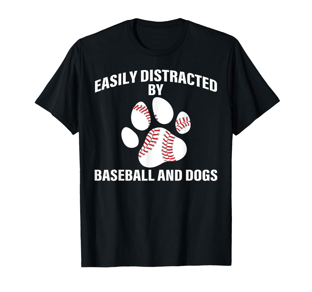 Easily Distracted Baseball And Dogs T-Shirt - Graphic Print for Adults - T-Shirt, Sweatshirt, Hoodie