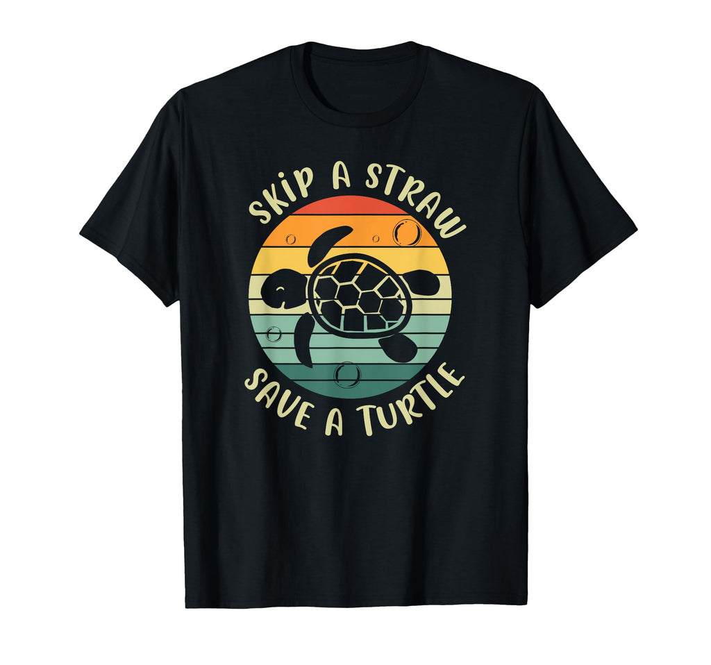 Skip Straw Save Turtle Sunset Sea T-Shirt - Aesthetic Graphic for Adults - T-Shirt, Sweatshirt, Hoodie
