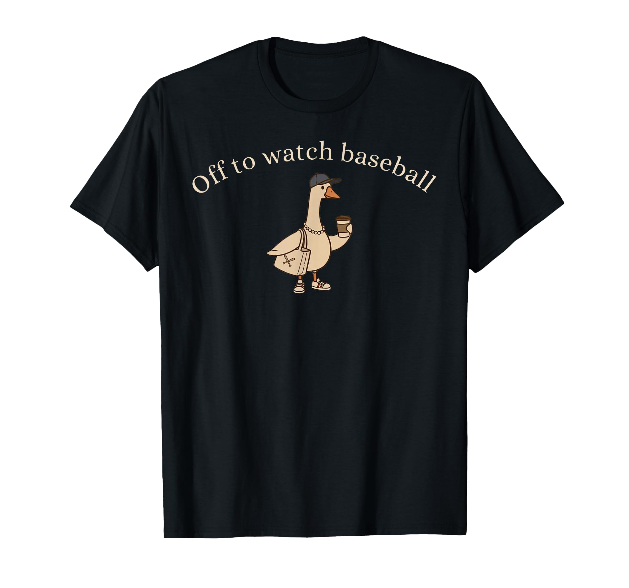 Off To Watch Baseball Funny Goose T-Shirt - Minimalist Print for Adults - T-Shirt, Sweatshirt, Hoodie