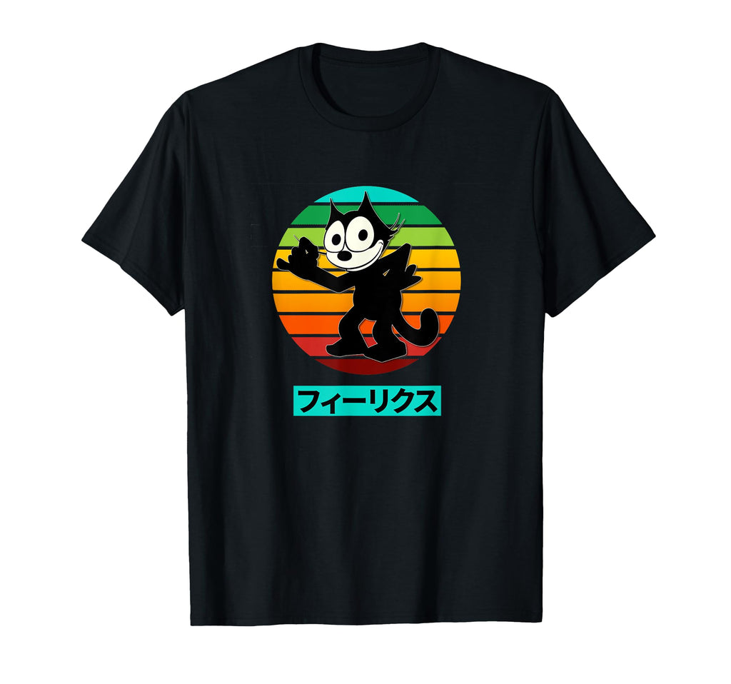 Felix Cartoon Cat Rainbow Sunset T-Shirt - Graphic Print for Adults - T-Shirt, Sweatshirt, Hoodie