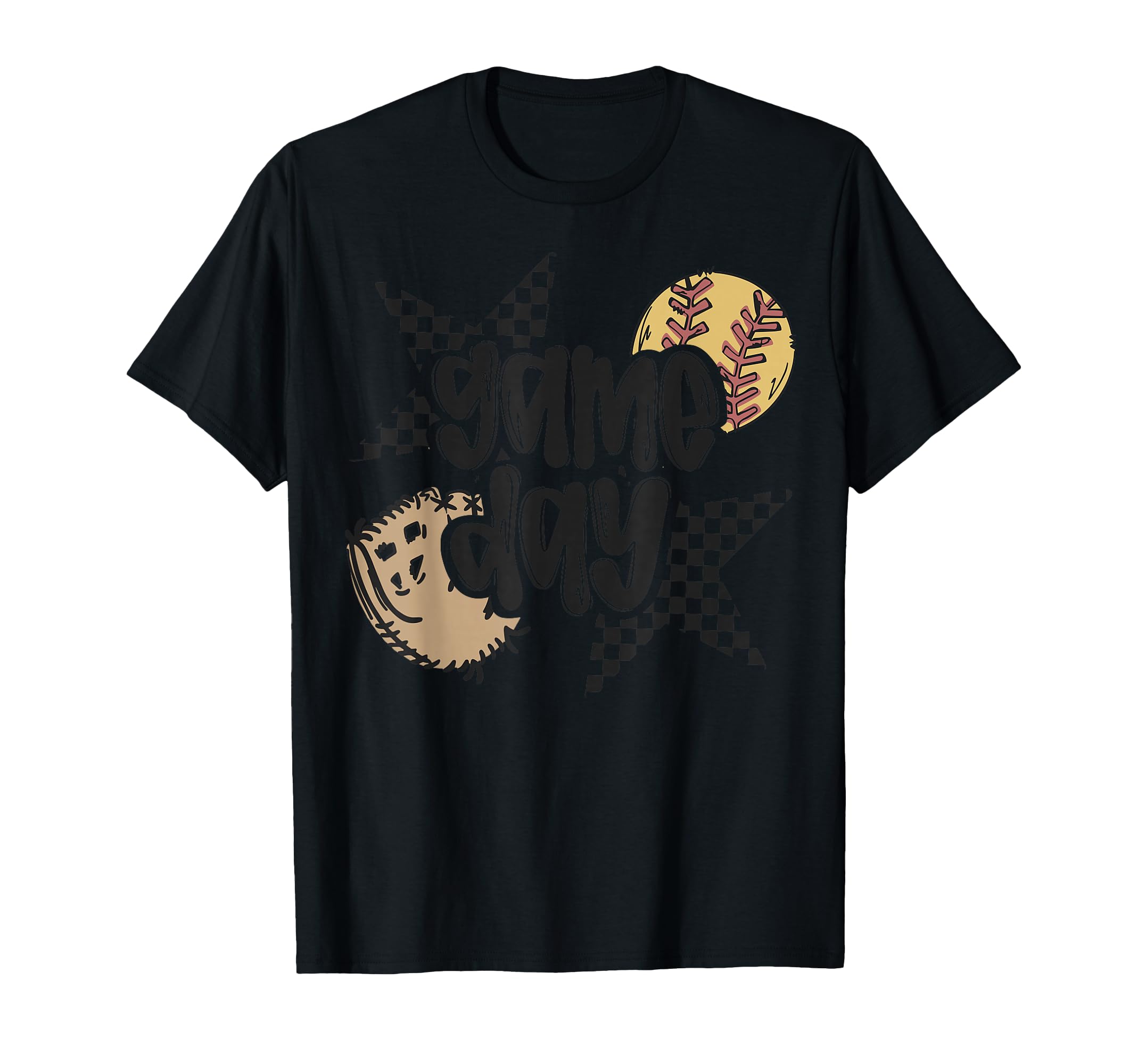 Checkered Softball Game Day Softball Mom T-Shirt - Graphic Print Men Women - T-Shirt, Sweatshirt, Hoodie