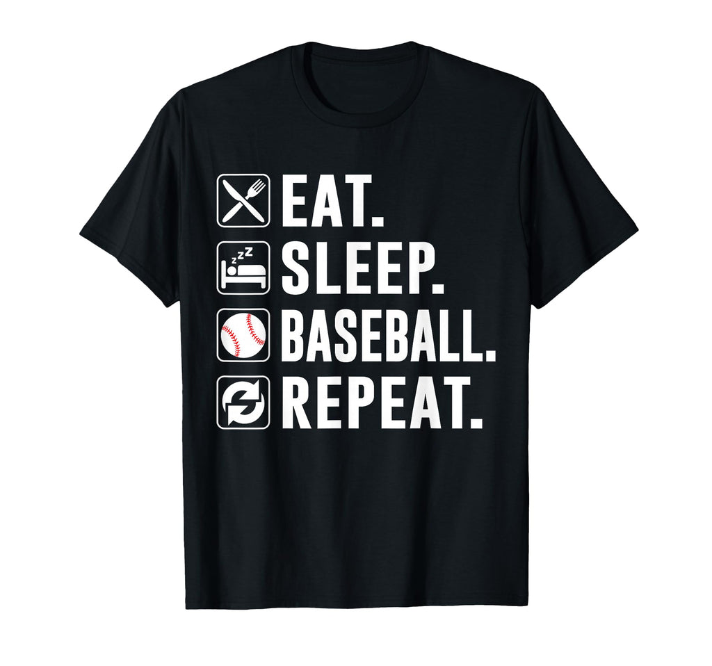 Eat Sleep Baseball Repeat Funny T-Shirt - Unique Graphic for Adults - T-Shirt, Sweatshirt, Hoodie
