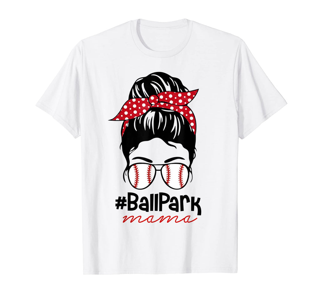 Messy Bun Baseball Mom Ballpark T-Shirt - Fun Novelty Design for Adults - T-Shirt, Sweatshirt, Hoodie