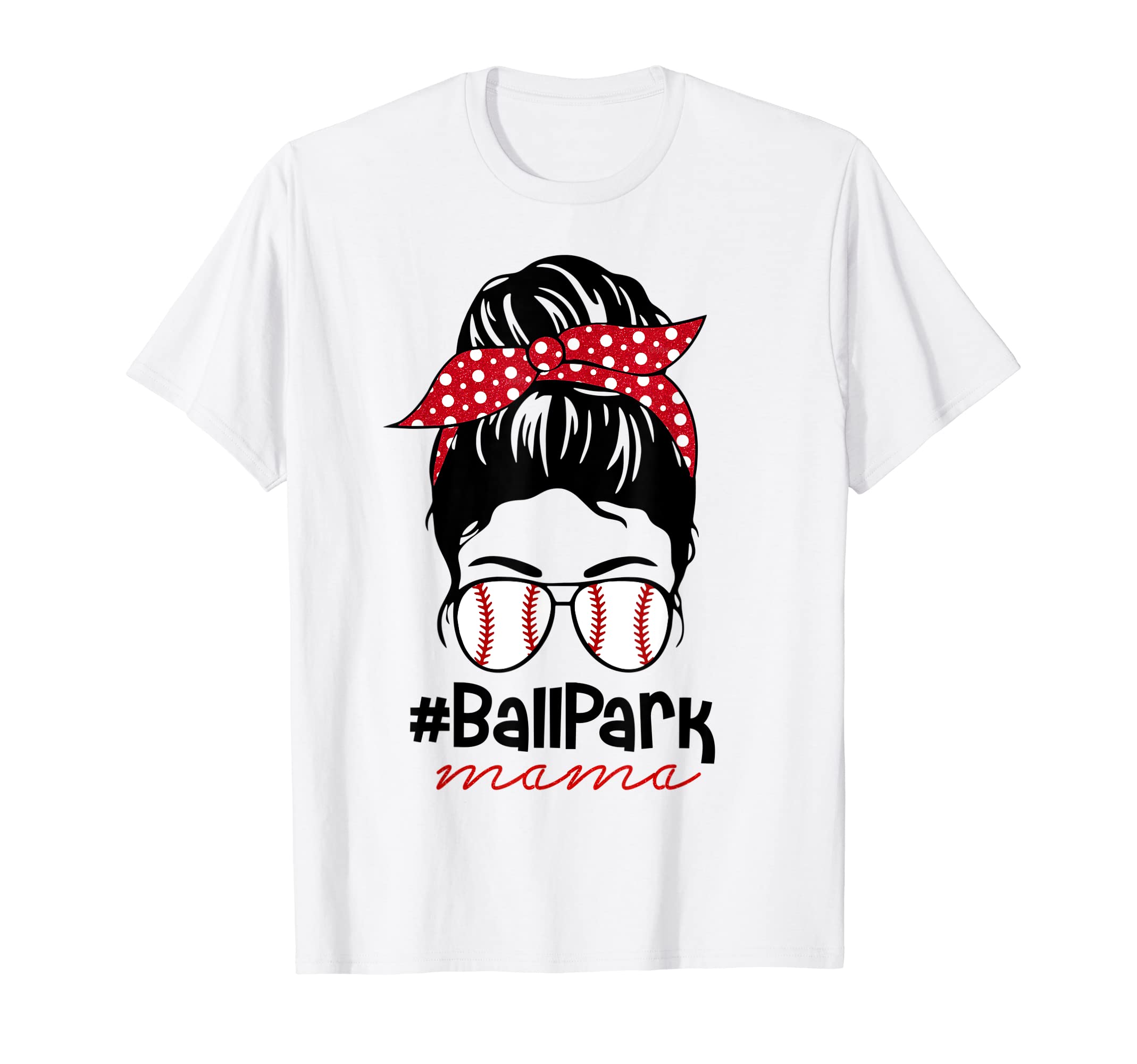 Messy Bun Baseball Mom Ballpark T-Shirt - Fun Novelty Design for Adults - T-Shirt, Sweatshirt, Hoodie