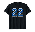 Number 22 White Blue Plain Number T-Shirt - Unique Graphic for Adults - T-Shirt, Sweatshirt, Hoodie