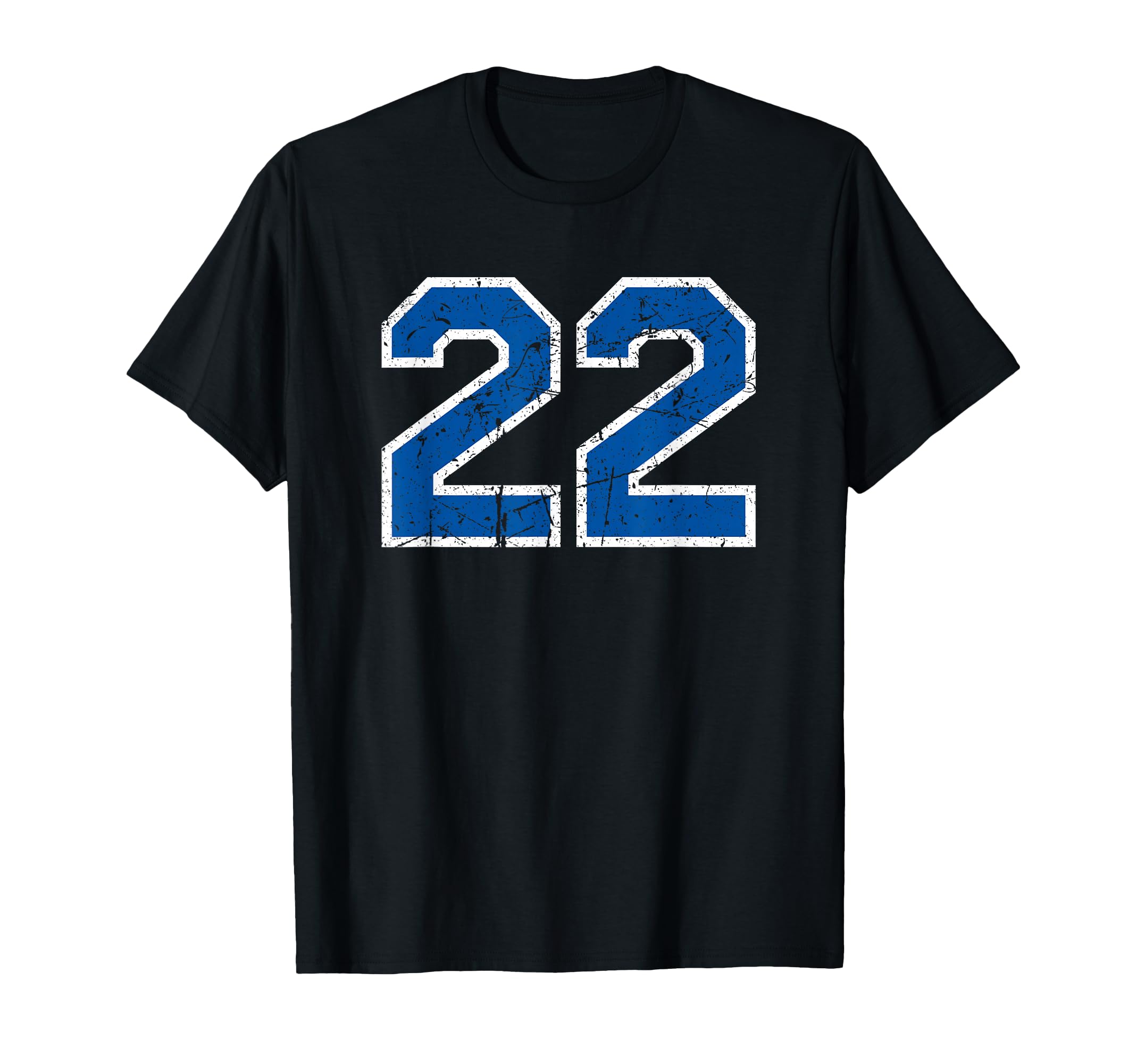 Number 22 White Blue Plain Number T-Shirt - Unique Graphic for Adults - T-Shirt, Sweatshirt, Hoodie