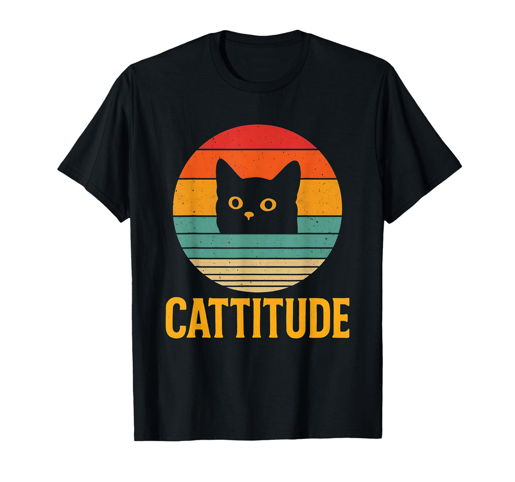 Cattitude Cat Lover 70S T-Shirt - Custom Art Print Unisex - T-Shirt, Sweatshirt, Hoodie