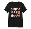 Baseball Coquette Bow Mom Sister Tri T-Shirt - Minimalist Print Unisex - T-Shirt, Sweatshirt, Hoodie