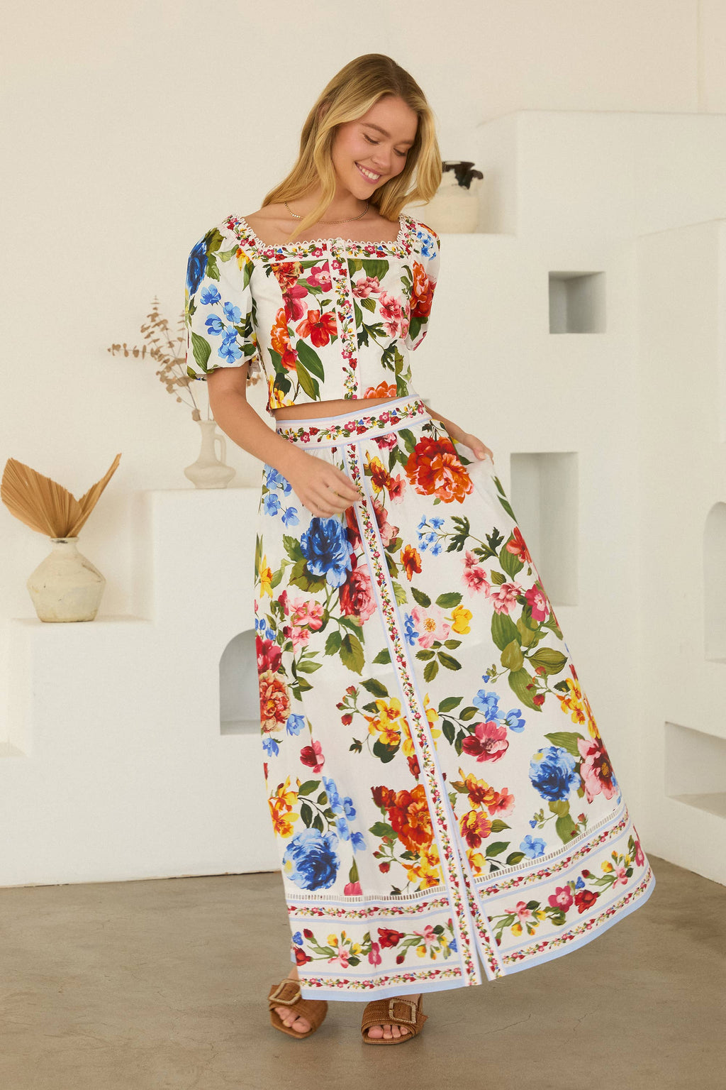Floral Border Print Midi Skirt - Adult & Kids T-Shirts, Sweatshirts & Hoodies apparel design preview 1