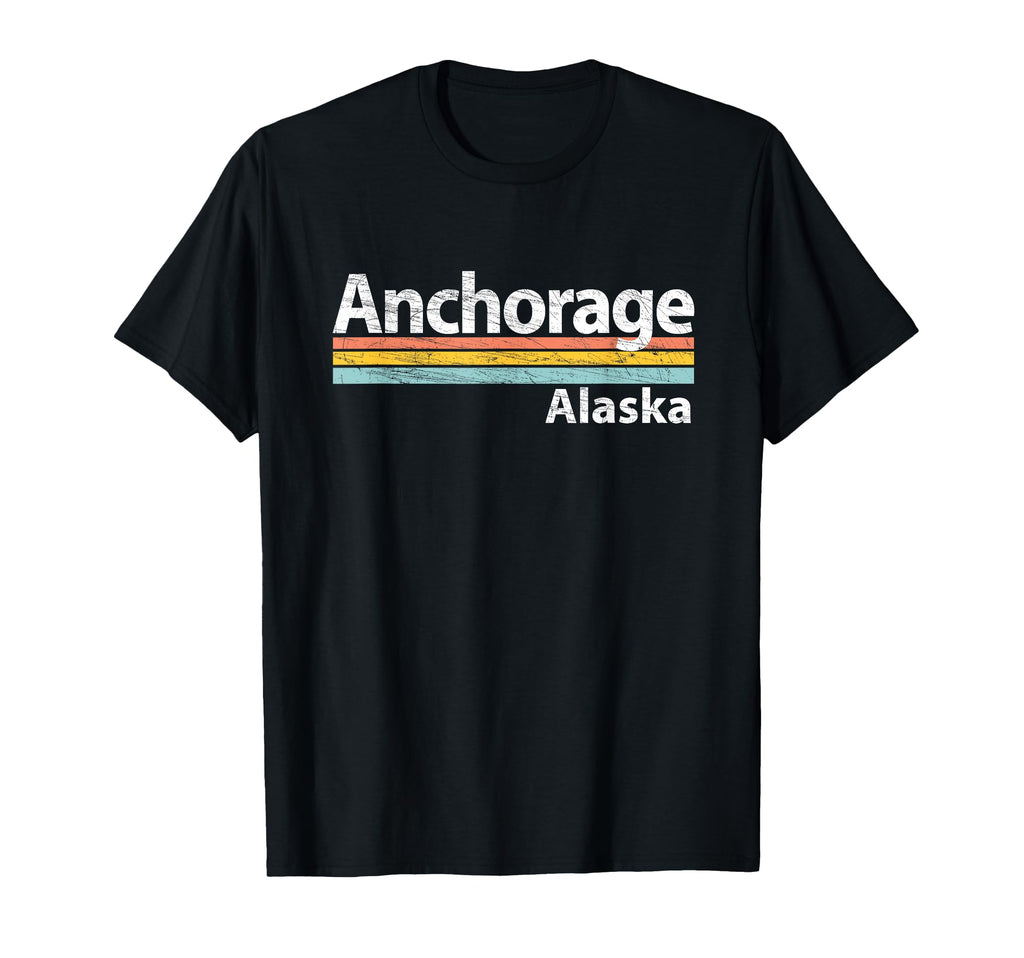 Anchorage Alaska Worn Stripes T-Shirt - Unique Graphic Men Women - T-Shirt, Sweatshirt, Hoodie