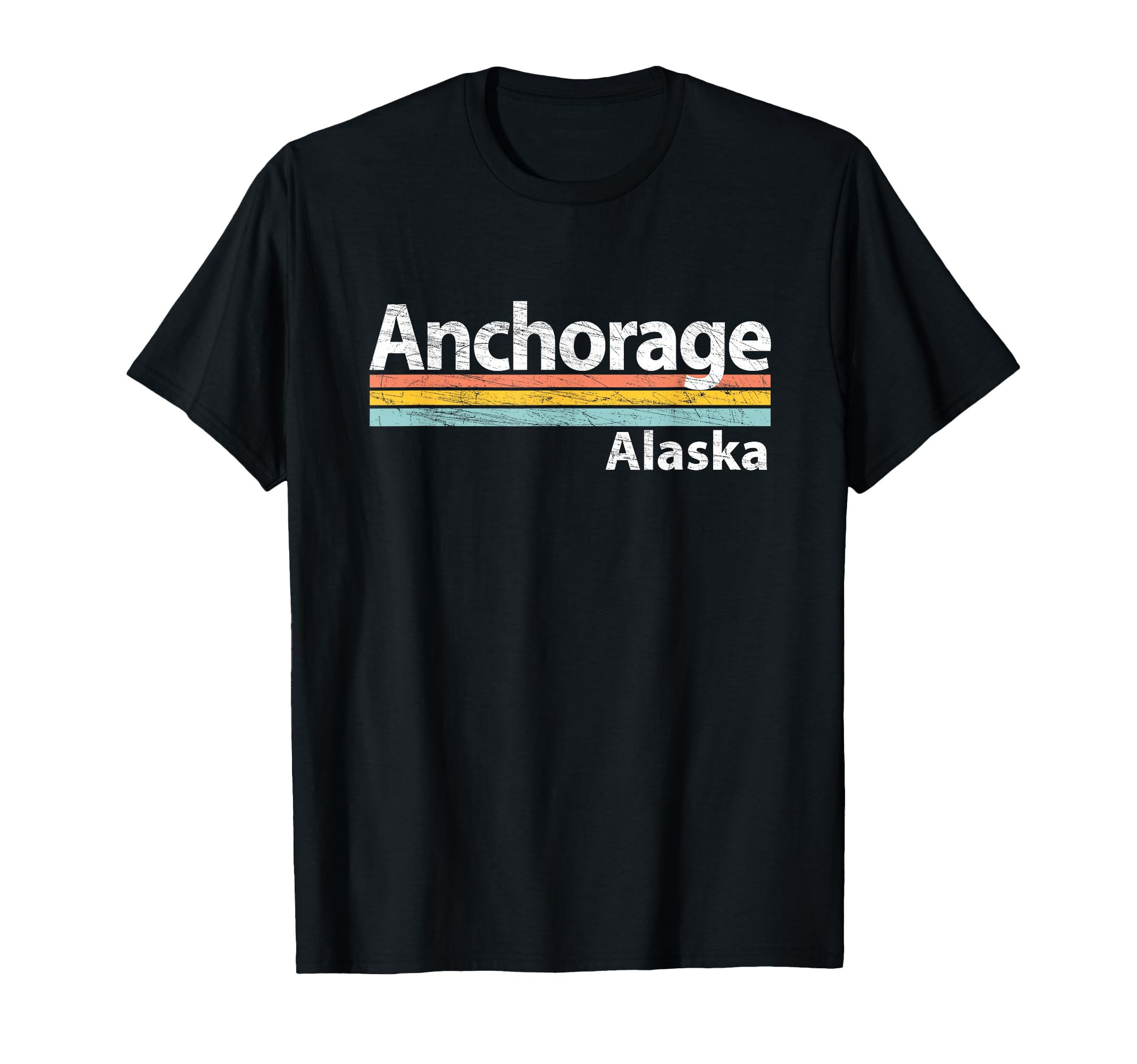 Anchorage Alaska Worn Stripes T-Shirt - Unique Graphic Men Women - T-Shirt, Sweatshirt, Hoodie