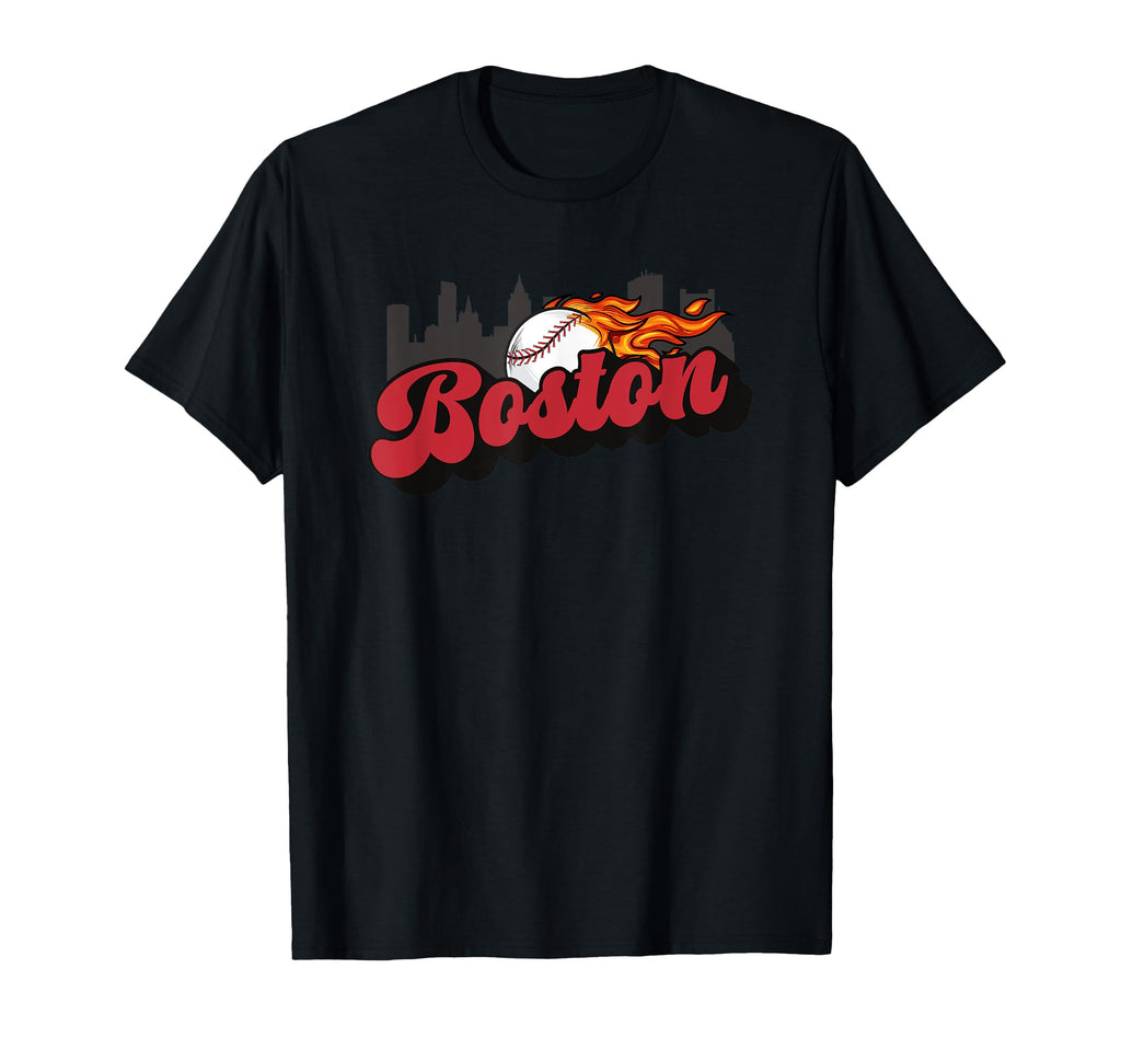 Boston Baseball City Skyline Baseball T-Shirt - Graphic Print Men Women - T-Shirt, Sweatshirt, Hoodie