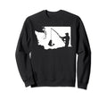 Fishing Distressed Washington Map Sweatshirt - Custom Art Print for Adults - T-Shirt, Sweatshirt, Hoodie