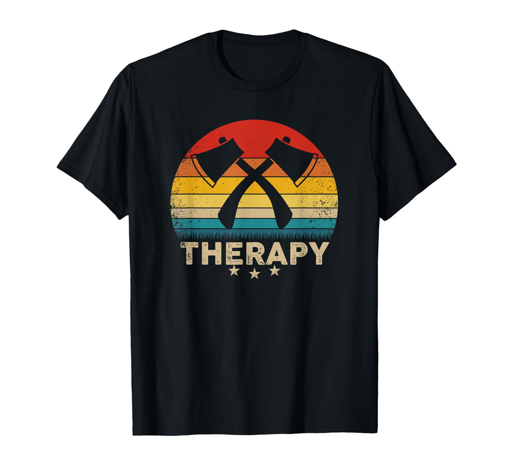 Axe Throwing Therapy Silhouette Sunset T-Shirt - Graphic Print Unisex - T-Shirt, Sweatshirt, Hoodie