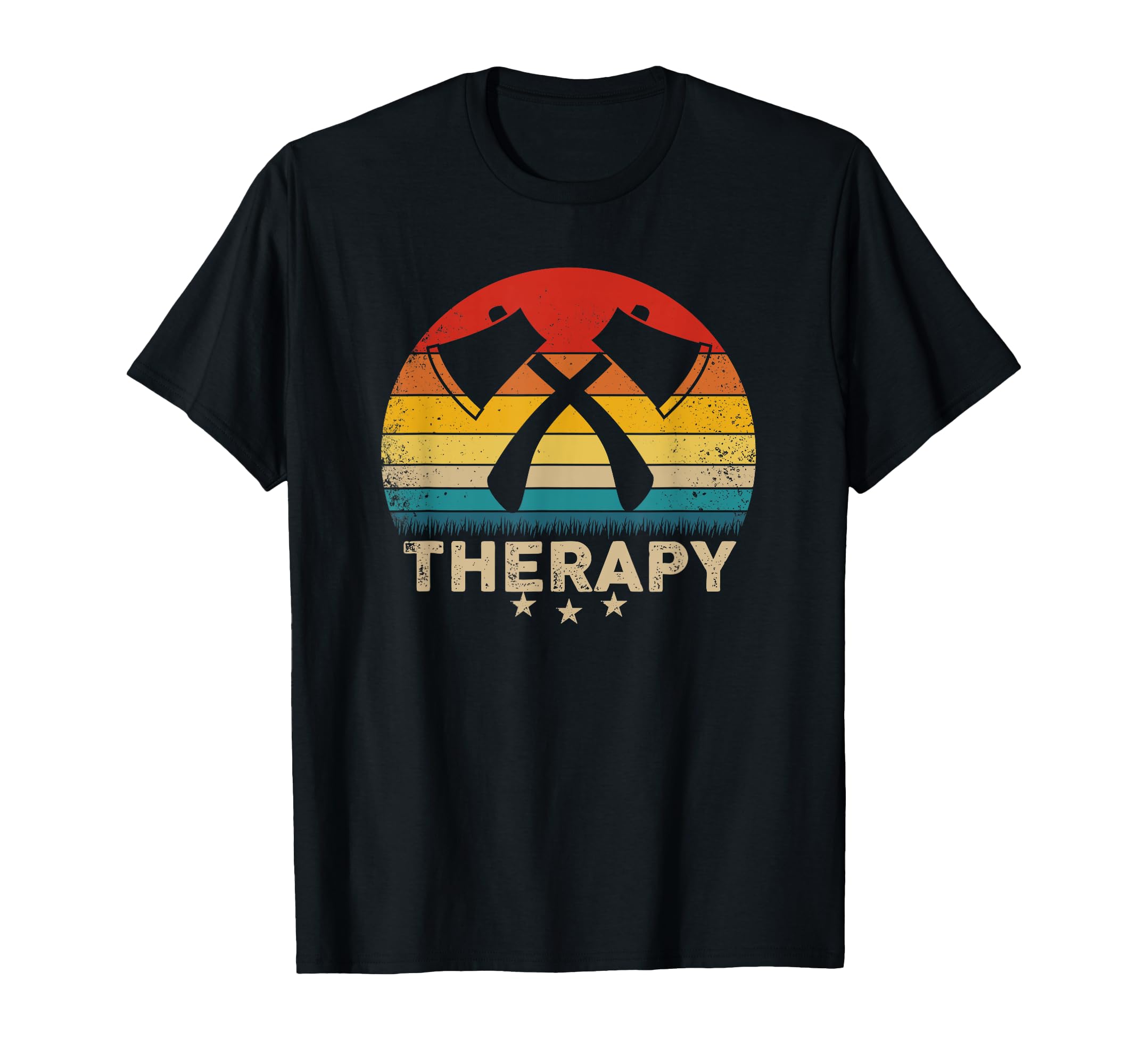 Axe Throwing Therapy Silhouette Sunset T-Shirt - Graphic Print Unisex - T-Shirt, Sweatshirt, Hoodie