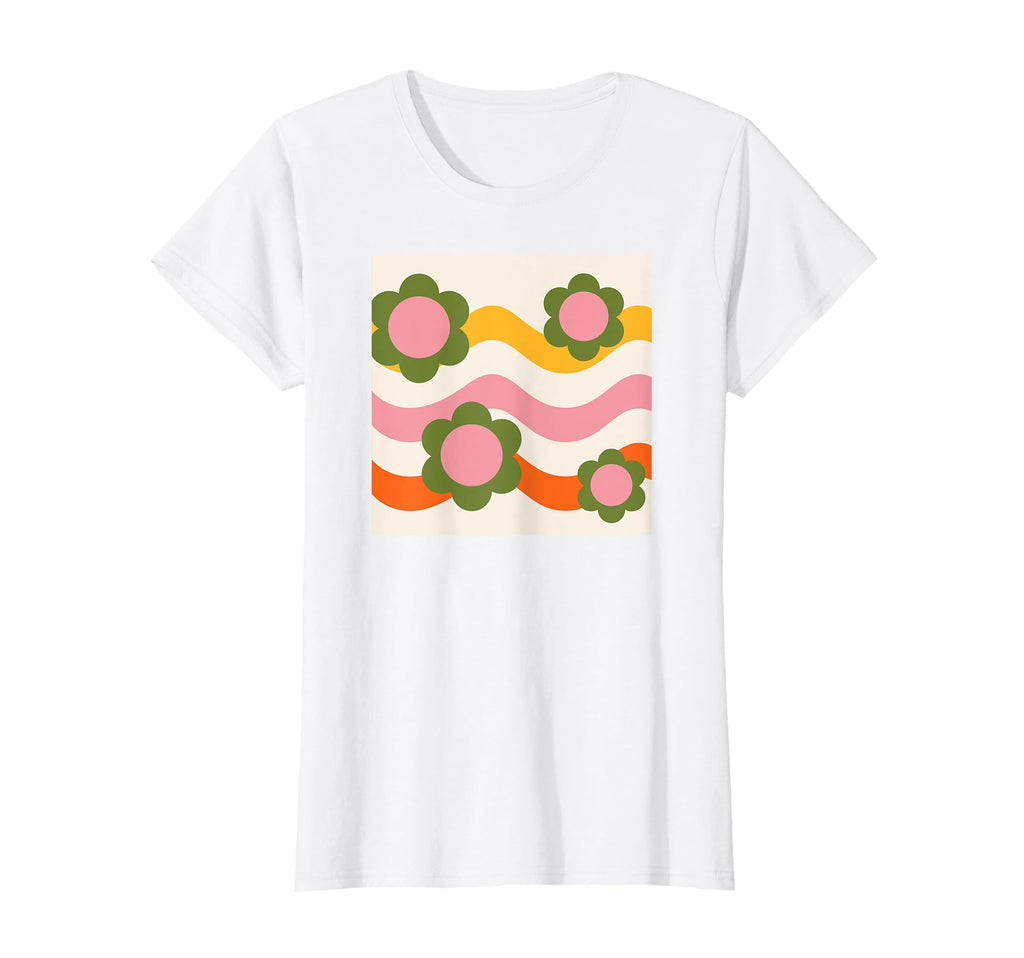 Floral Waves 70S Groovy Flower Power T-Shirt - Minimalist Print for Adults - T-Shirt, Sweatshirt, Hoodie
