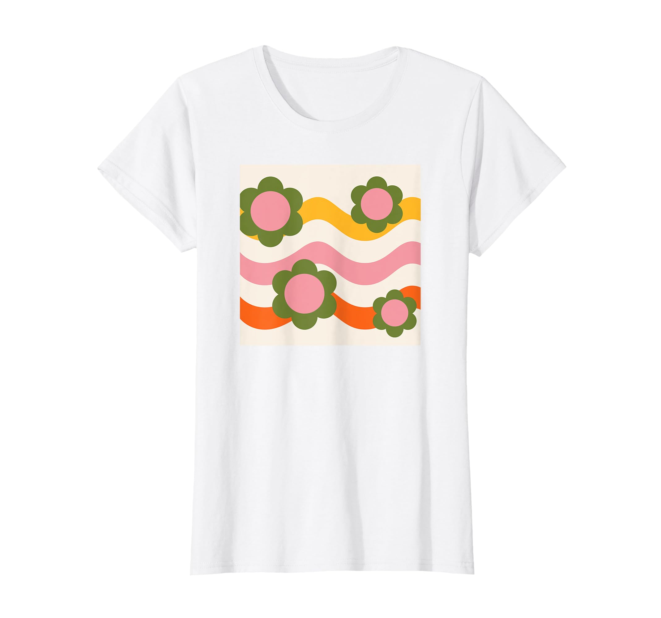 Floral Waves 70S Groovy Flower Power T-Shirt - Minimalist Print for Adults - T-Shirt, Sweatshirt, Hoodie